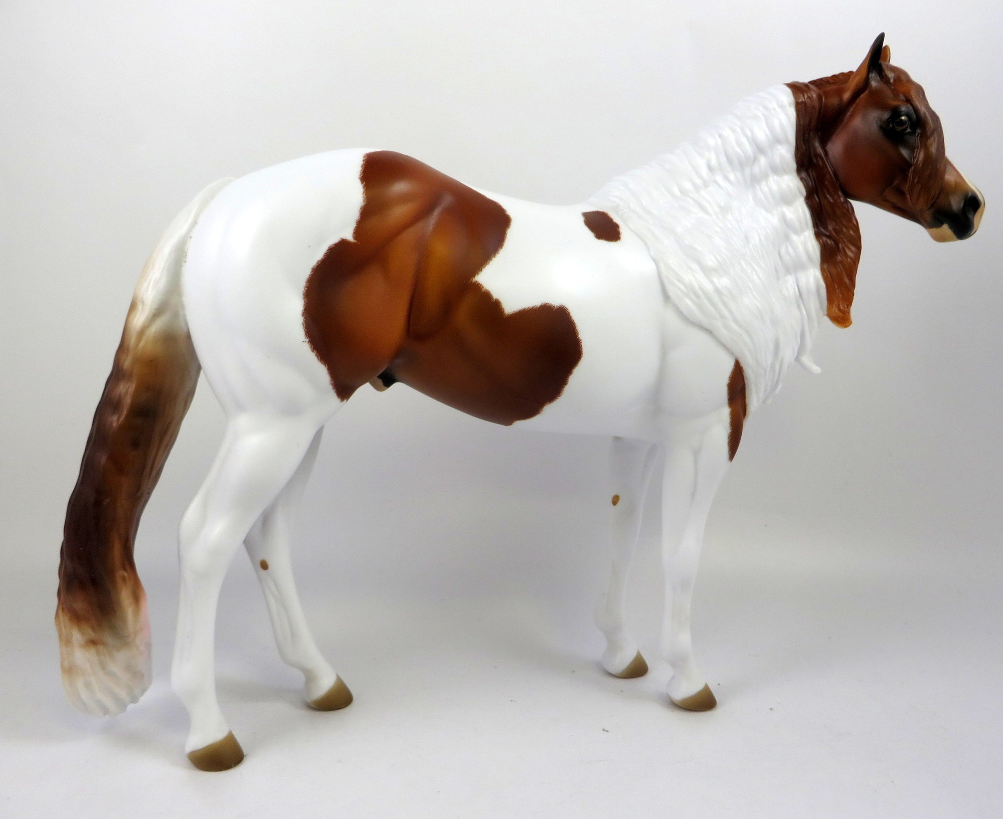 PUGGLE-OOAK ETCHED CHESTNUT PINTO ISH MODEL HORSE BY AUDREY DIXON 8/26/19
