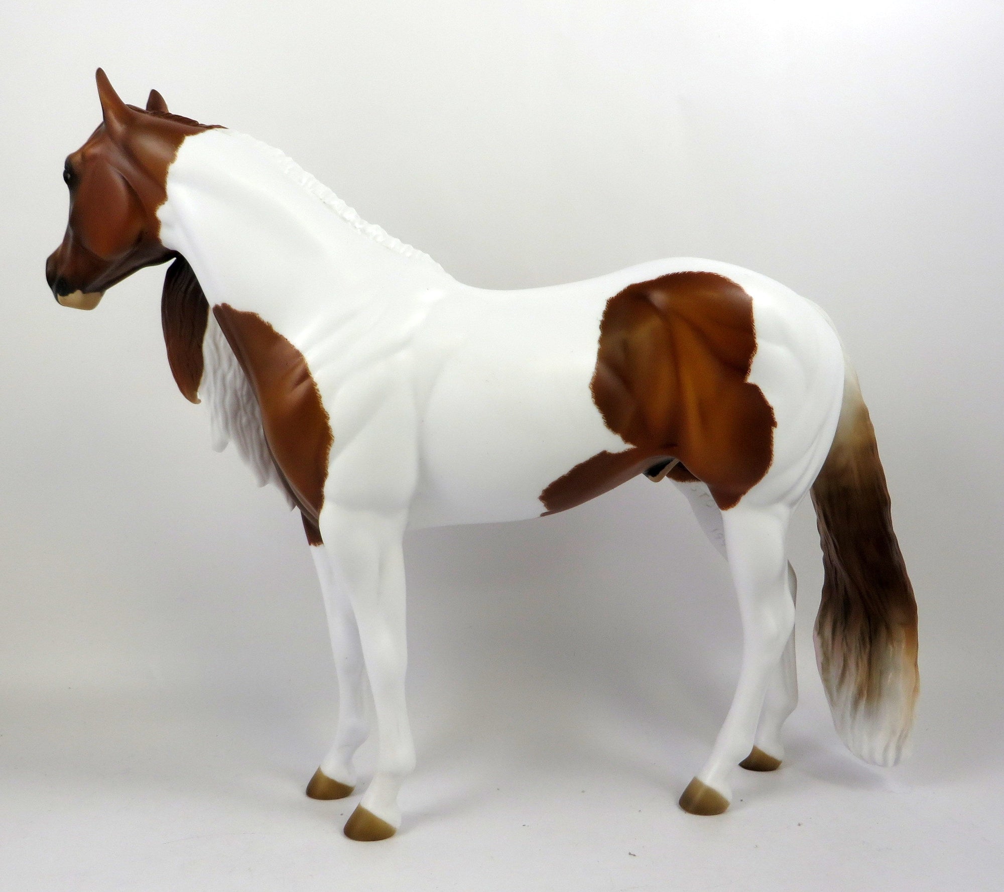 PUGGLE-OOAK ETCHED CHESTNUT PINTO ISH MODEL HORSE BY AUDREY DIXON 8/26/19