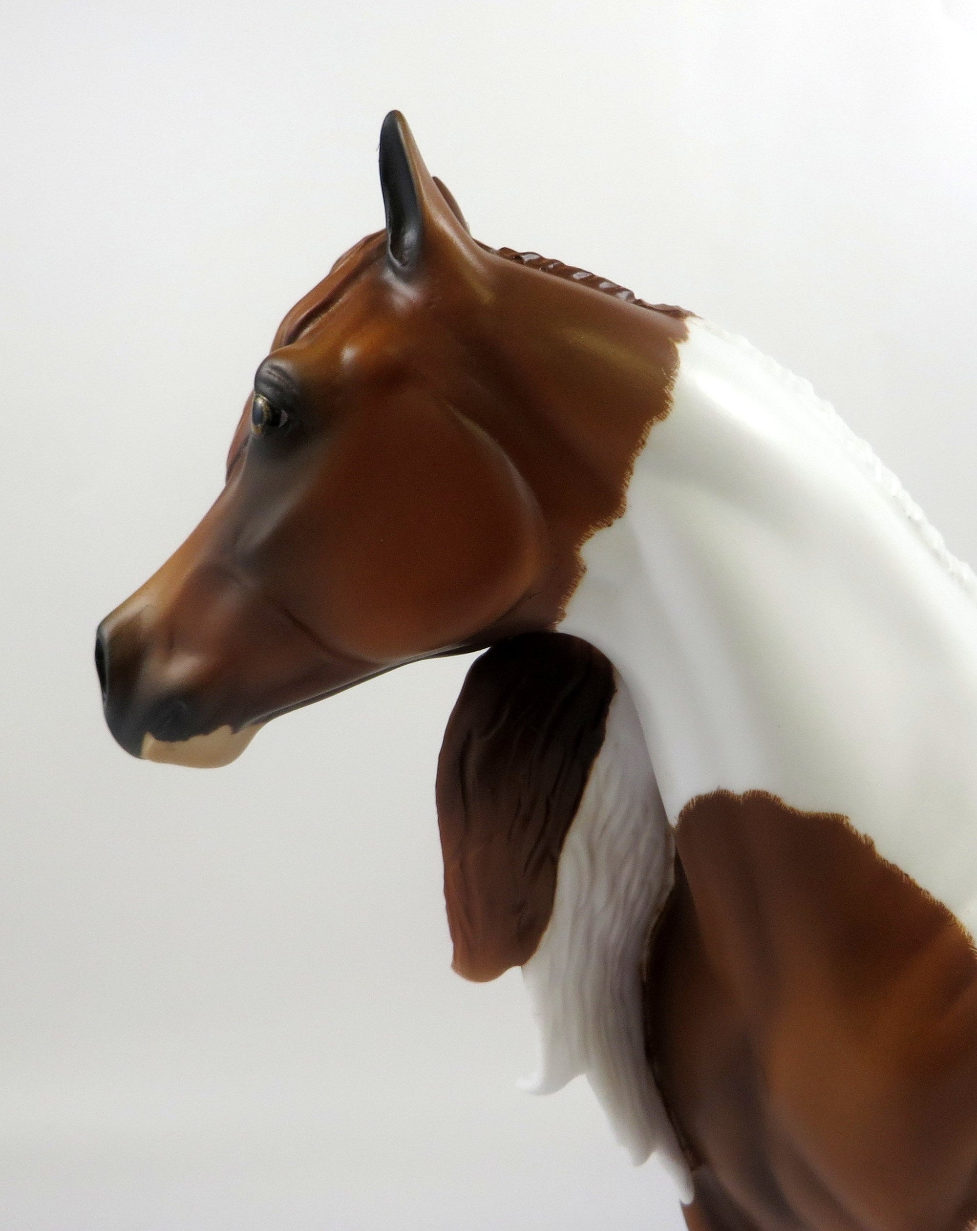 PUGGLE-OOAK ETCHED CHESTNUT PINTO ISH MODEL HORSE BY AUDREY DIXON 8/26/19