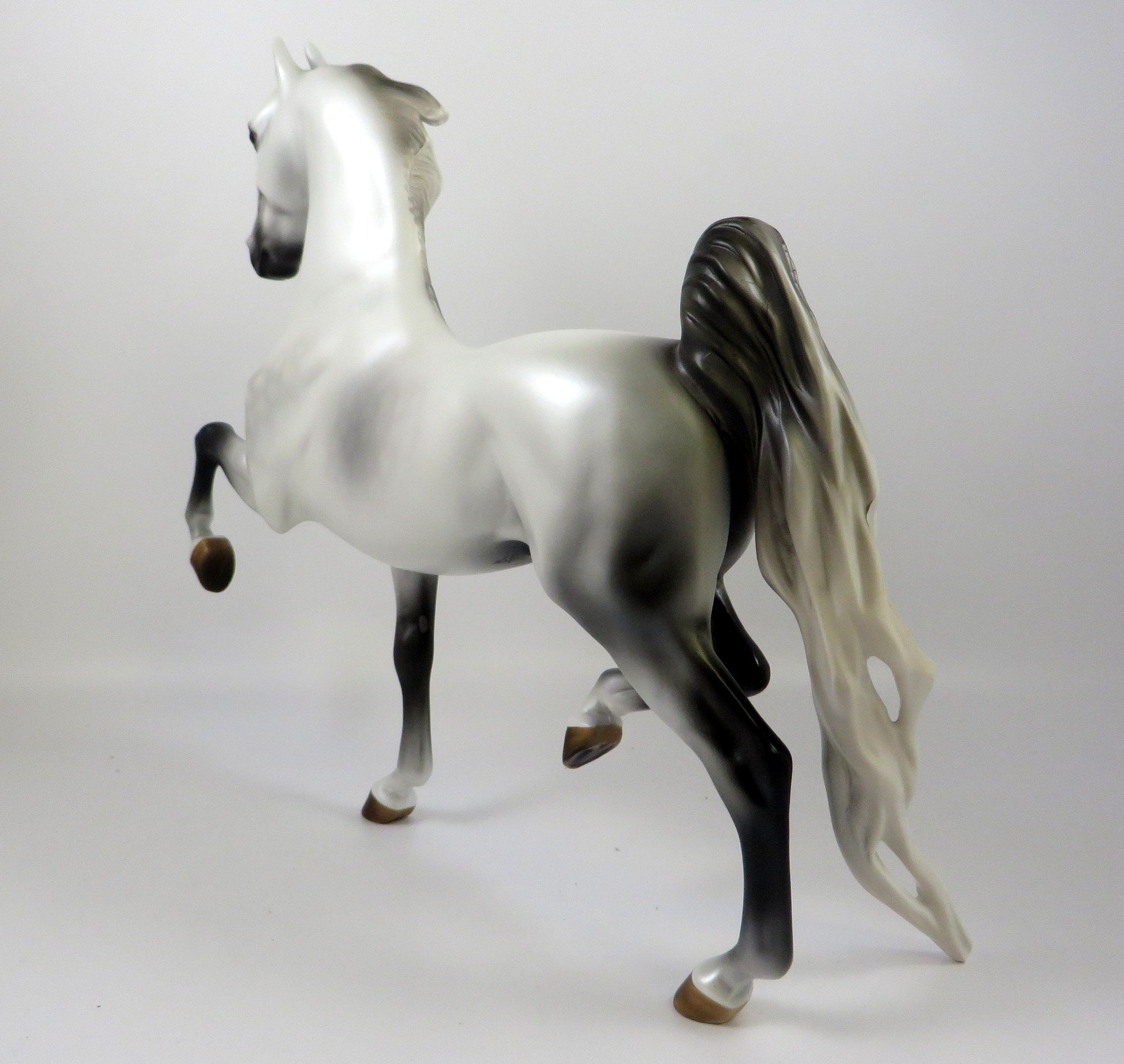 A LITTLE TOUCH OF FROST-OOAK DAPPLE GREY SADDLEBRED MODEL HORSE 8/28/19