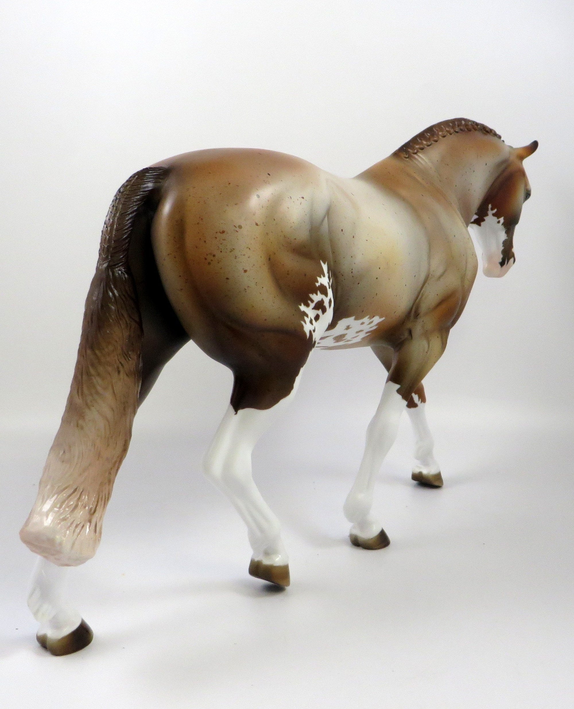 SPHINX -OOAK RED ROAN PINTO IRISH DRAFT MODEL HORSE BY MISSY FOX 8/28/19