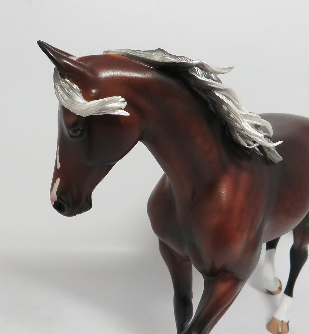 JUST PUSH PLAY-OOAK SILVER BAY THOROUGHBRED MODEL HORSE BY AUDREY DIXON 8/3/18