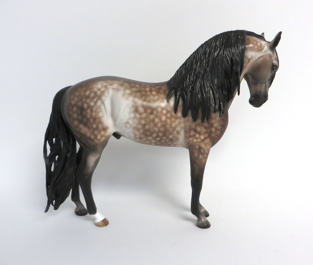 SLIPPIN INTO DARKENESS-OOAK DAPPLE BUCKSKIN ANDALUSIAN MODELHORSE MW19