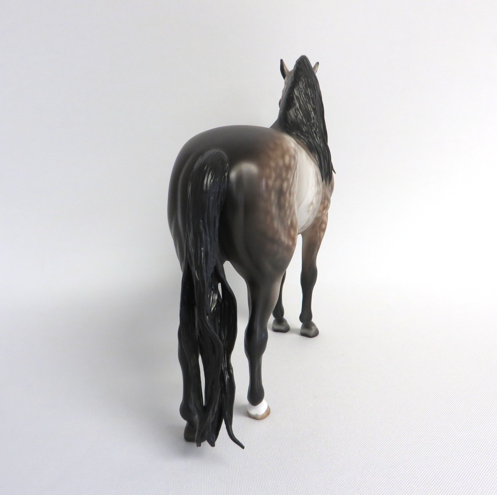 SLIPPIN INTO DARKENESS-OOAK DAPPLE BUCKSKIN ANDALUSIAN MODELHORSE MW19