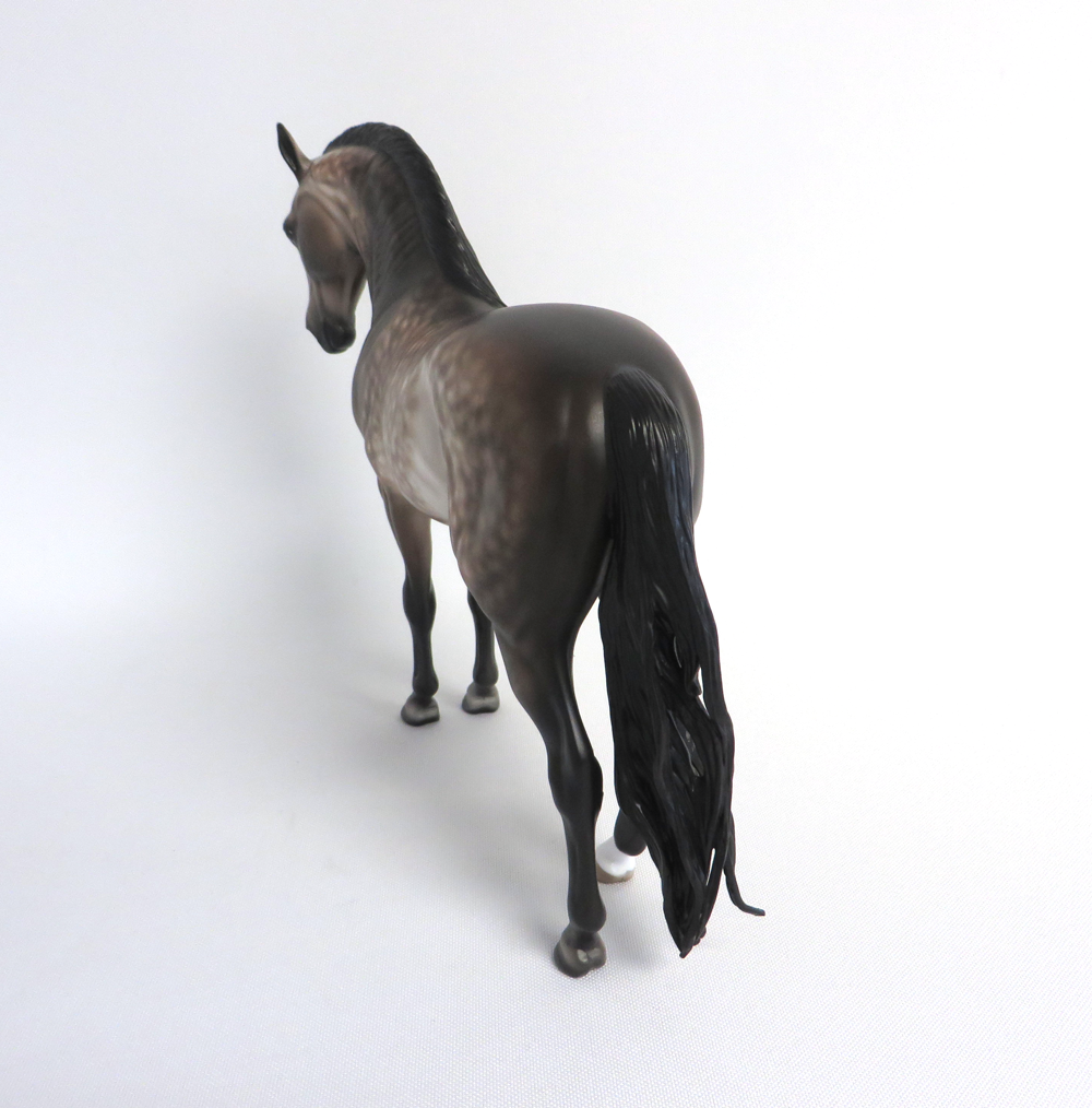 SLIPPIN INTO DARKENESS-OOAK DAPPLE BUCKSKIN ANDALUSIAN MODELHORSE MW19