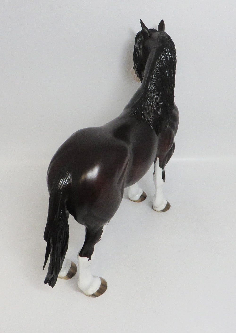 DURAN-OOAK DARK DAPPLE BAY STANDING DRAFT CM MANE AND TAIL MODEL HORSE 8/3/18
