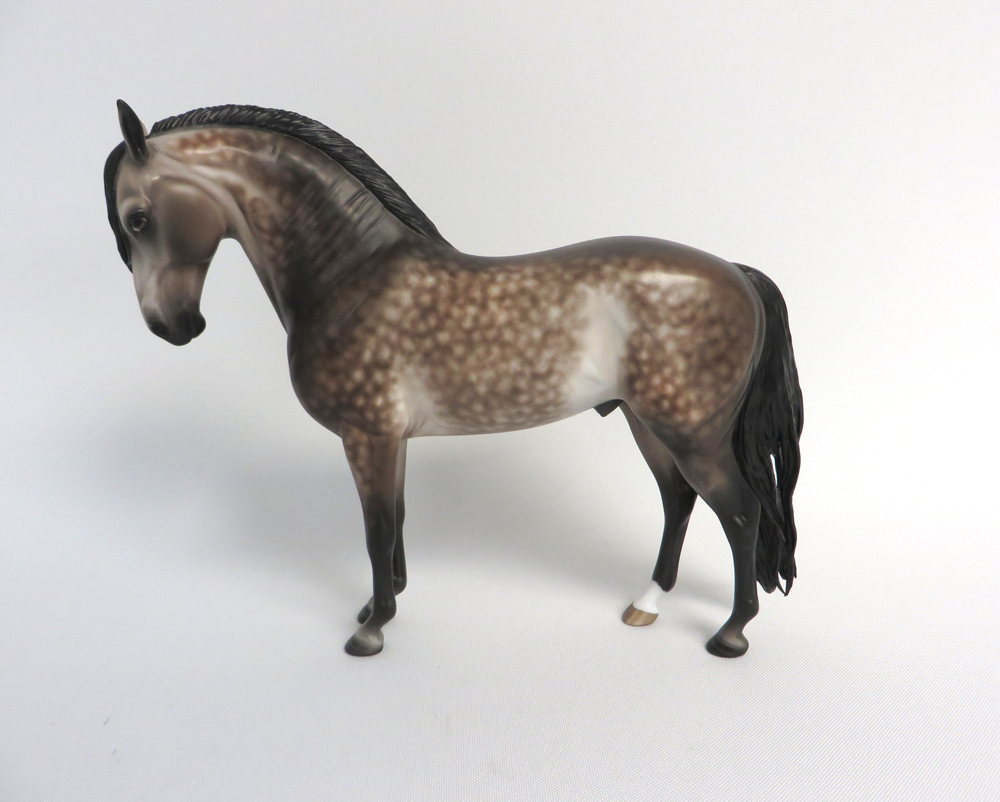 SLIPPIN INTO DARKENESS-OOAK DAPPLE BUCKSKIN ANDALUSIAN MODELHORSE MW19