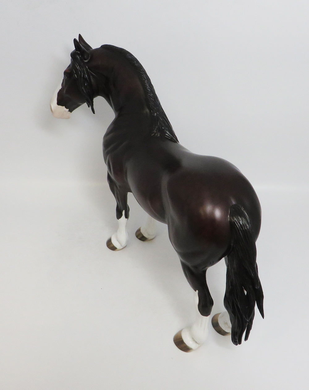 DURAN-OOAK DARK DAPPLE BAY STANDING DRAFT CM MANE AND TAIL MODEL HORSE 8/3/18