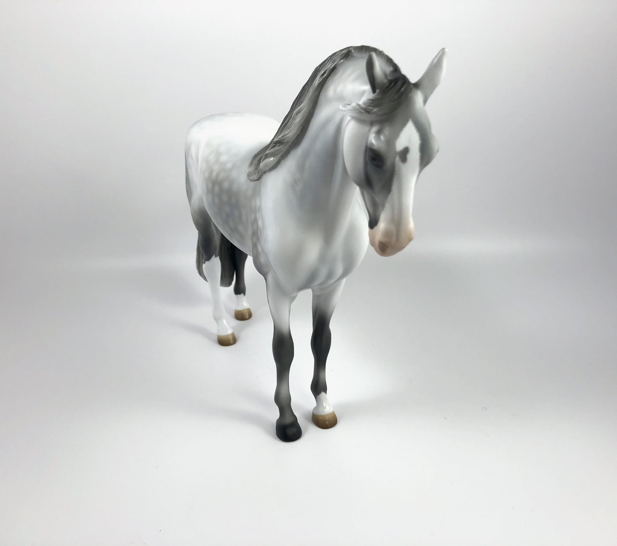 HARLEQUIN- OOAK DAPPLE GREY ANDALUSIAN CM MODEL HORSE BY AUDREY DIXON SHCF 19