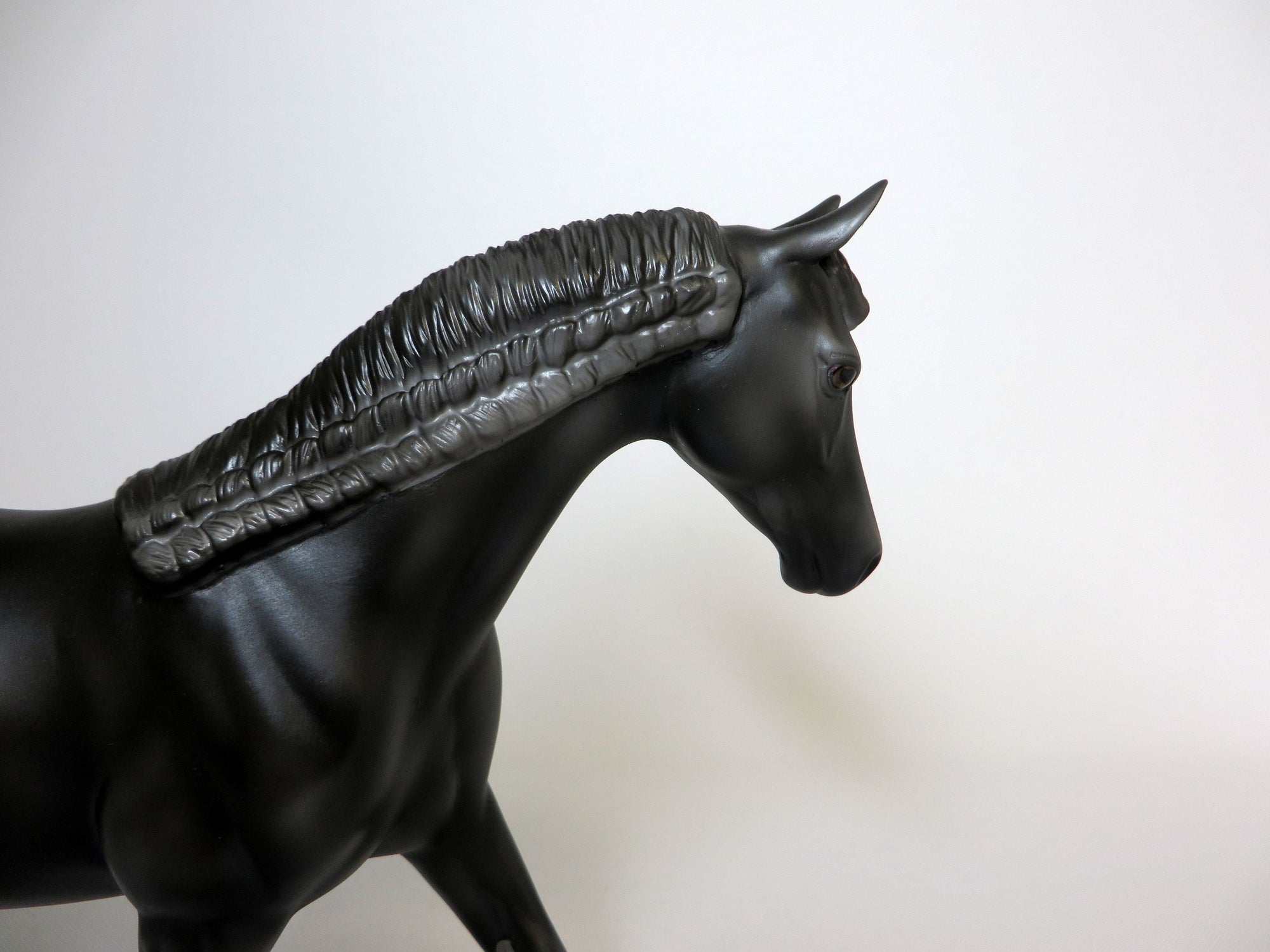 SHADOW-OOAK BLACK BRAIDED MANE AND TAIL PONY MODEL HORSE 4/17/19