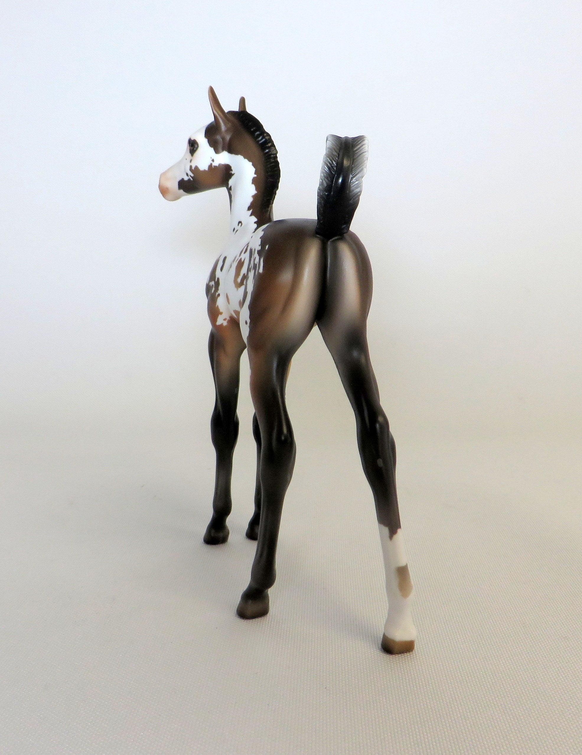 SCRAMBLE-OOAK BAY PINTO FOAL MODEL HORSE 4/17/19