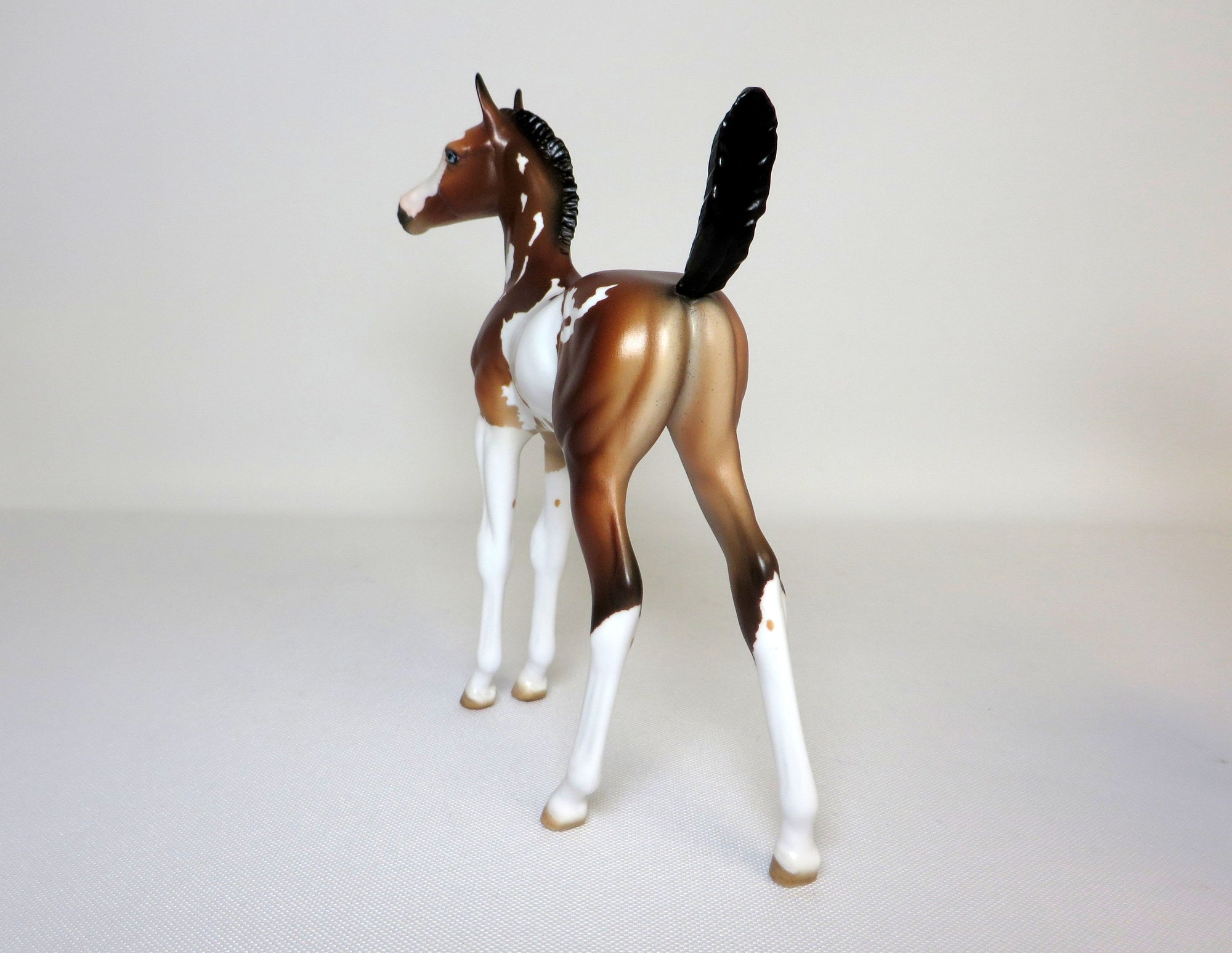 BUTTERFLY KISSES-OOAK BAY PINTO FOAL MODEL HORSE 4/17/19