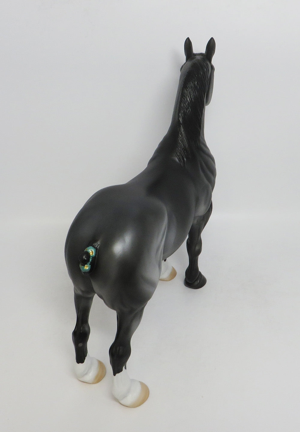 DEAR COWBOY - OOAK DARK GREY STANDING DRAFT MODEL HORSE