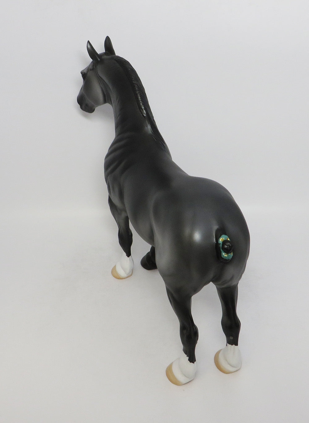 DEAR COWBOY - OOAK DARK GREY STANDING DRAFT MODEL HORSE