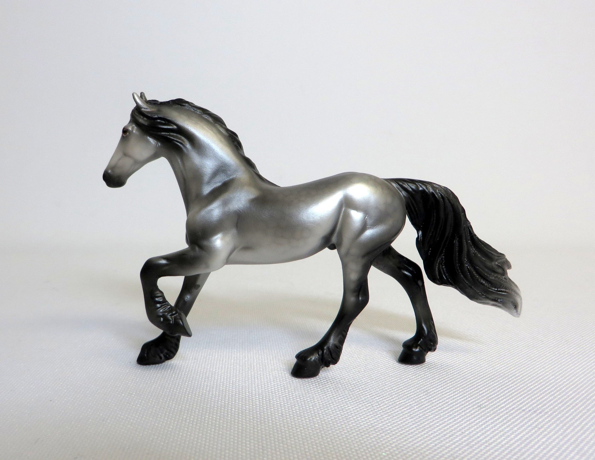 SILVER STREAK-OOAK DAPPLE GREY FRESIAN MODEL HORSE SHCF 2019