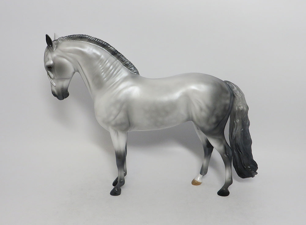 SILVER REIN - OOAK DAPPLE SILVER GREY ANDALUSIAN MODEL HORSE