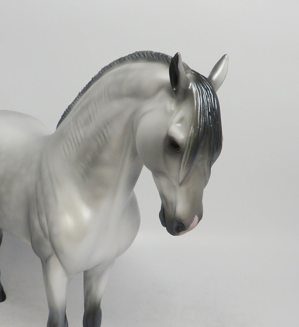 SILVER REIN - OOAK DAPPLE SILVER GREY ANDALUSIAN MODEL HORSE