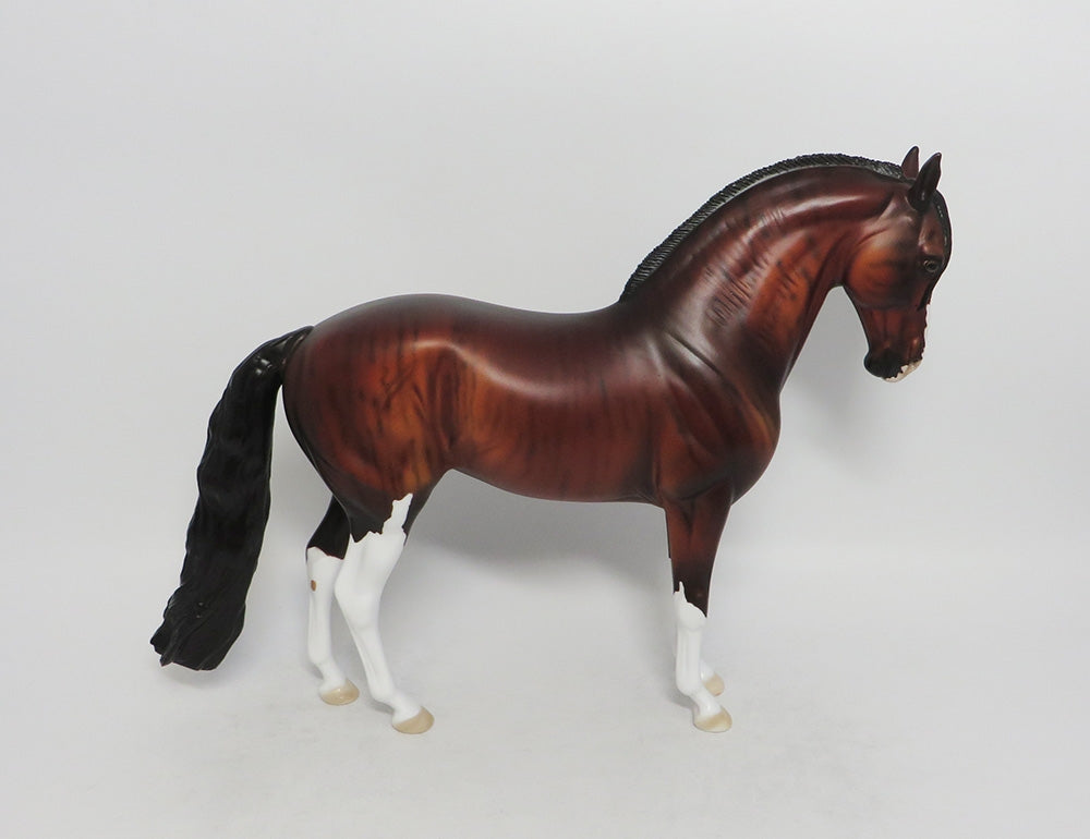 MONGOL - OOAK BRINDLE BAY ANDALUSIAN MODEL HORSE