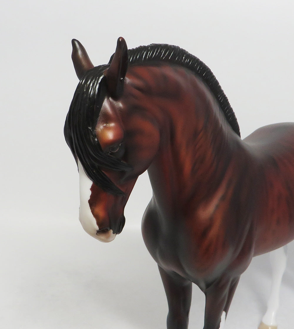 MONGOL - OOAK BRINDLE BAY ANDALUSIAN MODEL HORSE