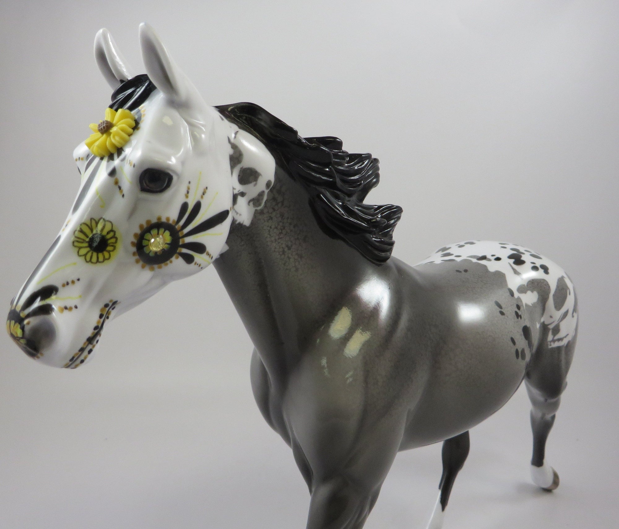 FLOWER-OOAK APPALOOSA PALOUSE SUGAR SKULL MODEL HORSE 9/6/19