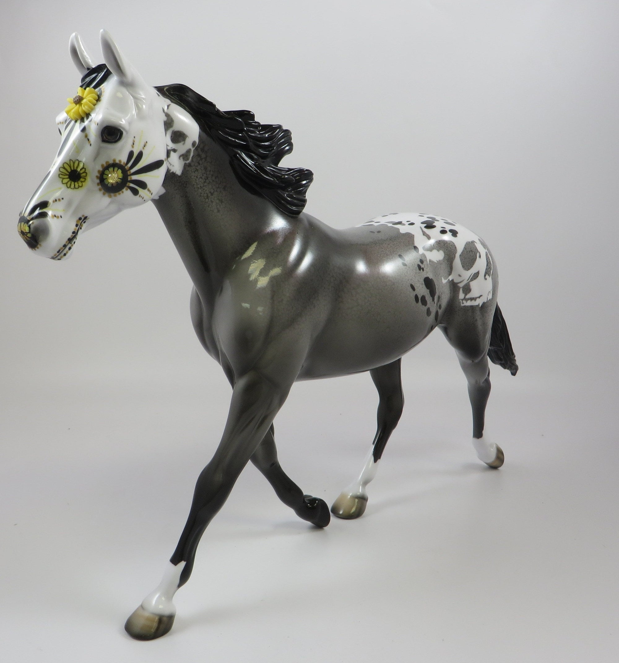 FLOWER-OOAK APPALOOSA PALOUSE SUGAR SKULL MODEL HORSE 9/6/19