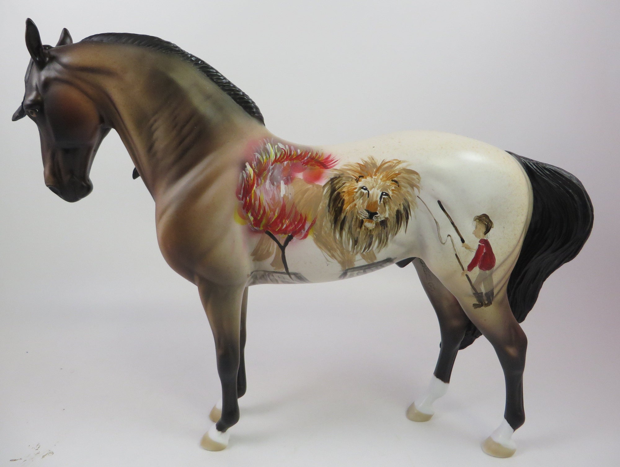 LION TAMER- OOAK CUSTOM ANDALUSIAN LION DECORATOR MODEL HORSE BY DAWN QUICK LHS 19