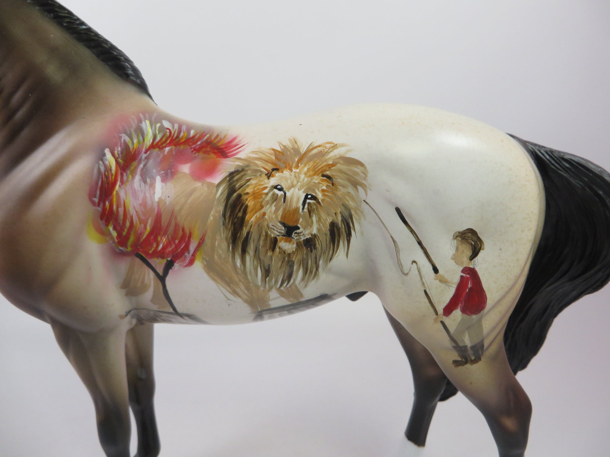 LION TAMER- OOAK CUSTOM ANDALUSIAN LION DECORATOR MODEL HORSE BY DAWN QUICK LHS 19