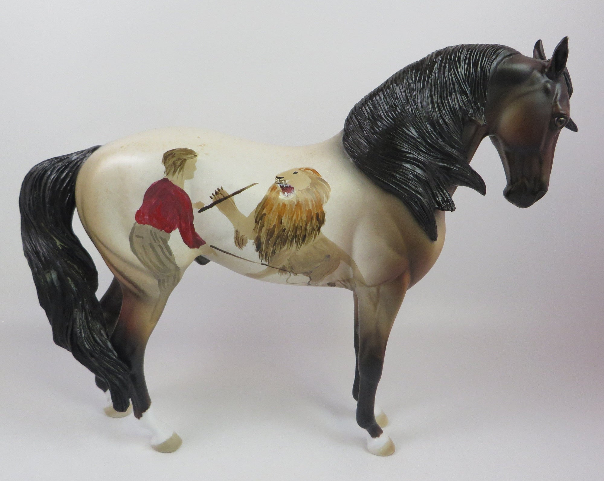 LION TAMER- OOAK CUSTOM ANDALUSIAN LION DECORATOR MODEL HORSE BY DAWN QUICK LHS 19