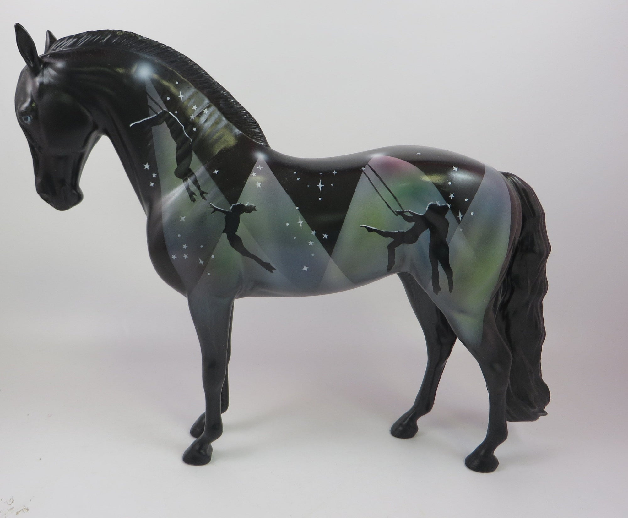 THE FLYING CANCELLOS - OOAK ANDALUSIAN BLACK ACROBAT DECORATOR MODEL HORSE BY DAWN QUICK LHS 19