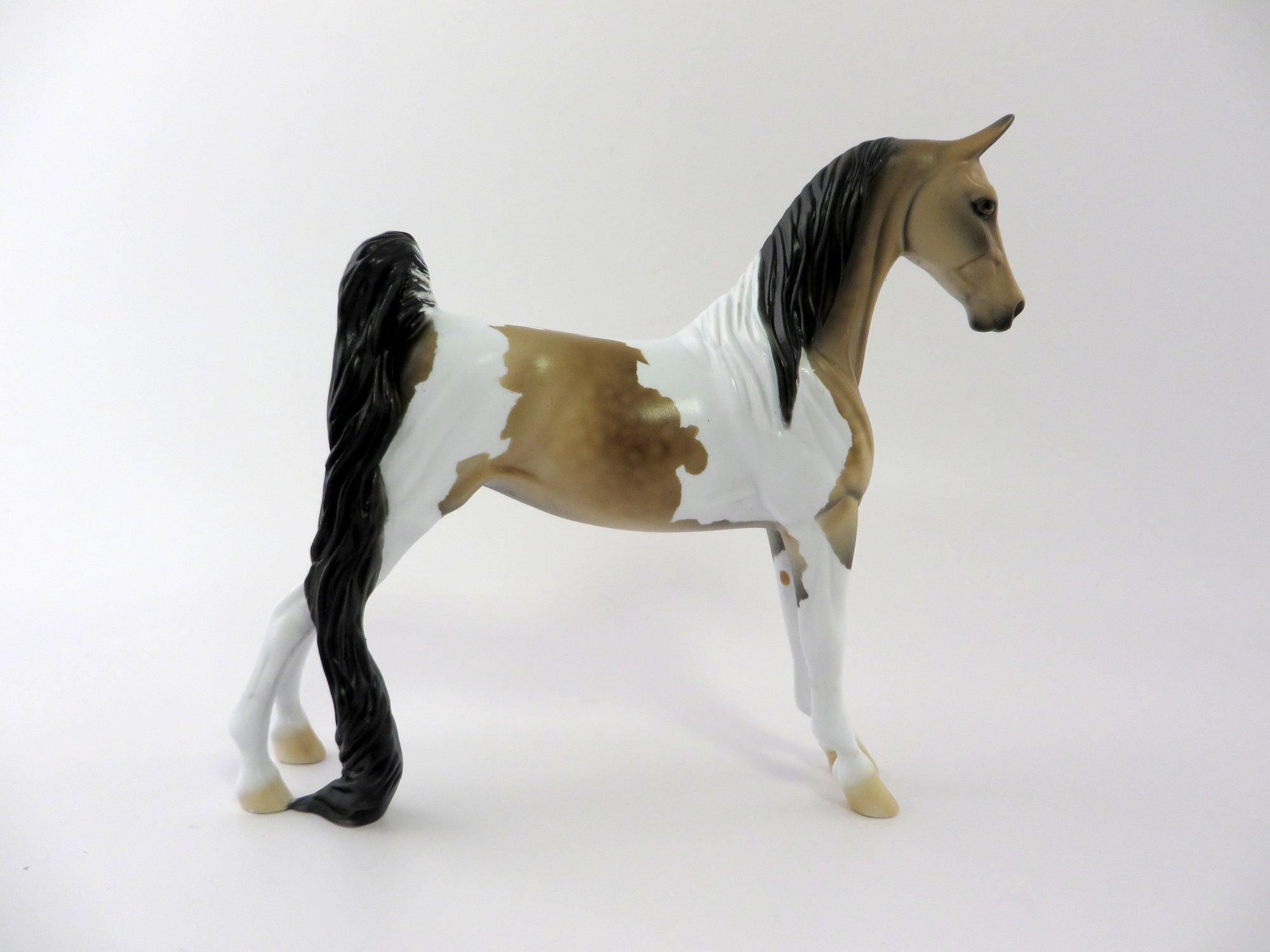 PANACHE -- LE-4 DAPPLE BUCKSKIN PINTO SADDLEBRED PEBBLES MODEL HORSE BY DAWN QUICK 5/10/19