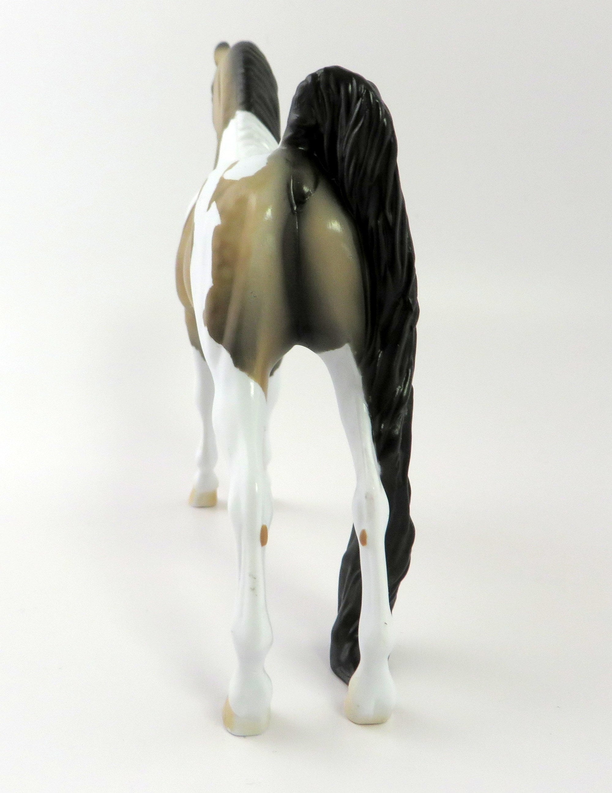 PANACHE -- LE-4 DAPPLE BUCKSKIN PINTO SADDLEBRED PEBBLES MODEL HORSE BY DAWN QUICK 5/10/19