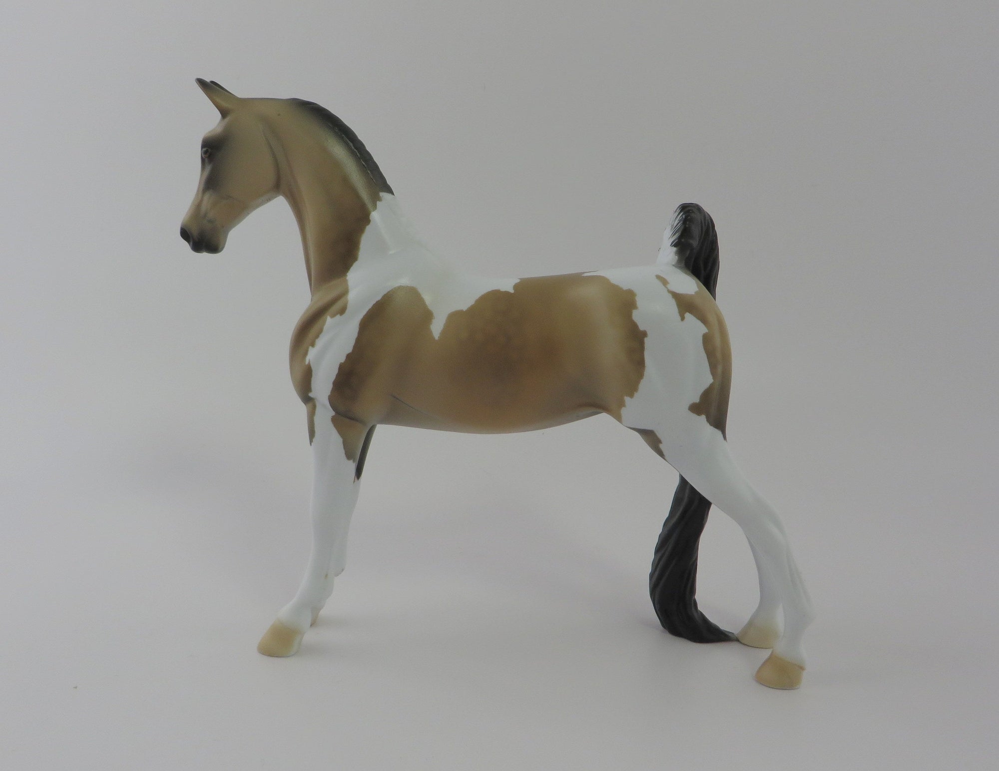 PANACHE -- LE-4 DAPPLE BUCKSKIN PINTO SADDLEBRED PEBBLES MODEL HORSE BY DAWN QUICK 5/10/19