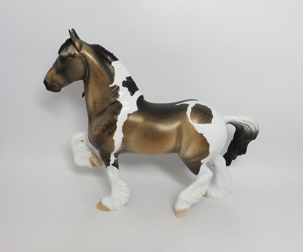 MEGO-OOAK SOOTU BUCKSKIN PINTO TROTTING DRAFTER MODEL HORSE BY DAWN QUICK 8/17/18