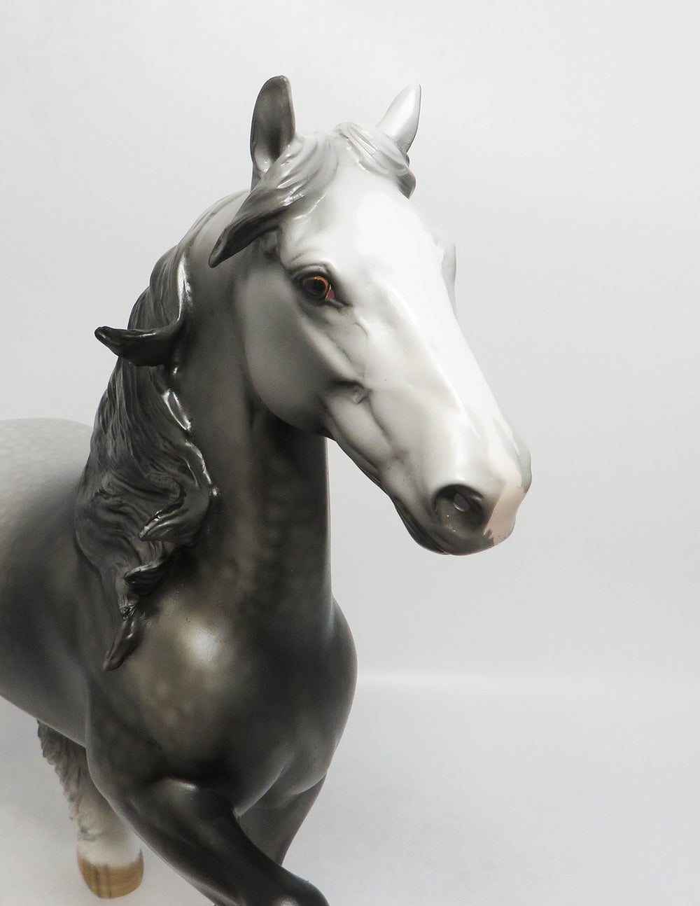 SANCHO-OOAK DAPPLE GREY TROTTING DRAFTER MODEL HORSE BY DAWN QUICK 8/24/18