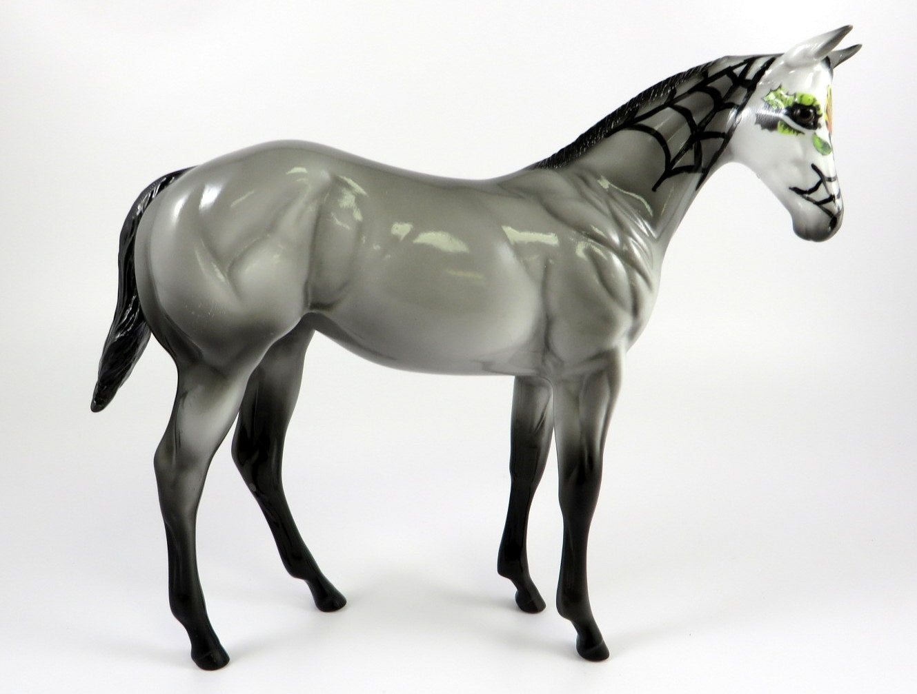 CALACA -OOAK GREY SUGAR SKULL DECORATOR WEANLING MODEL HORSE BY DAWN QUICK 9/13/19