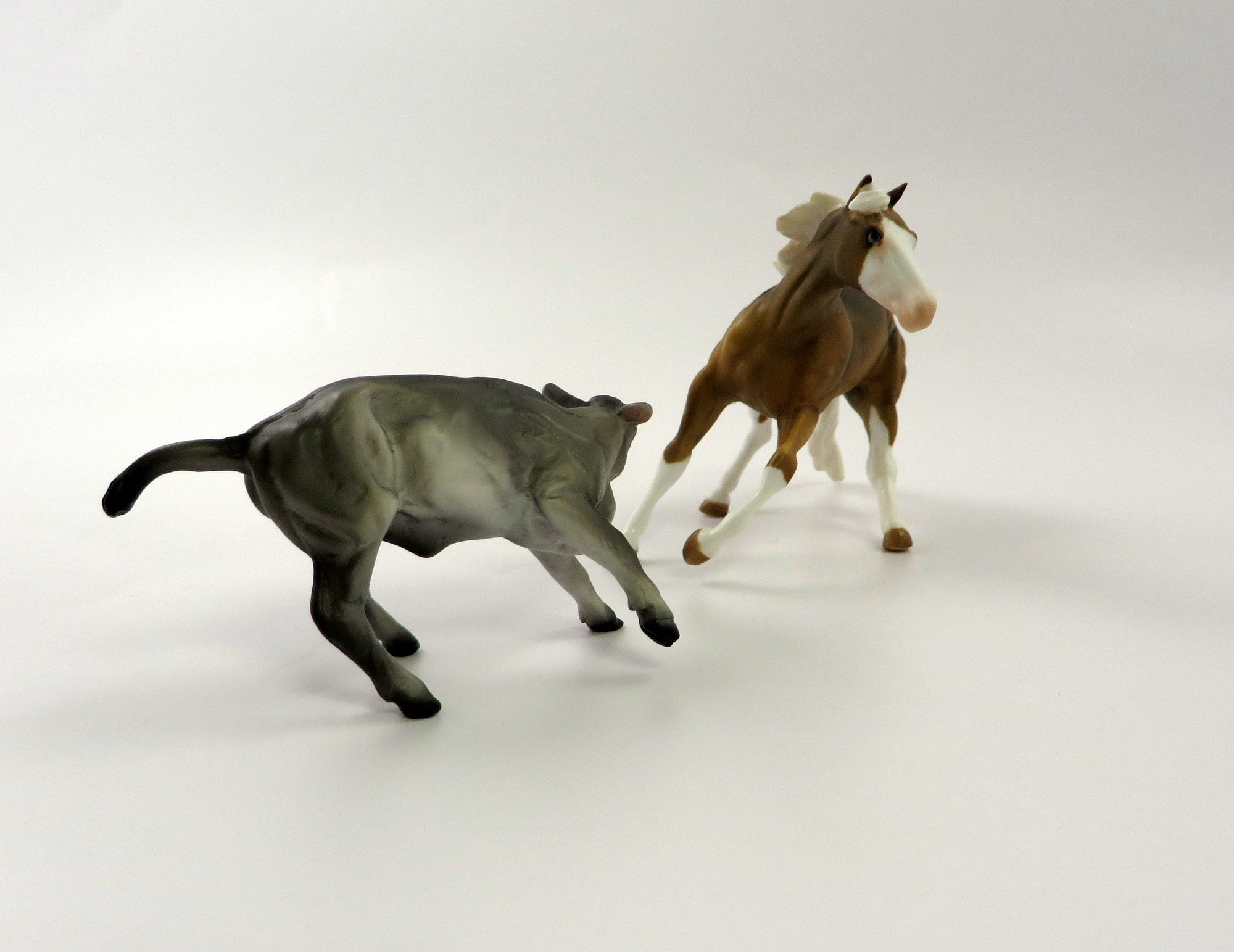 SUNNY AND CHER-OOAK PALOMINO CUTTER AND CALF MODEL HORSE 5/10/19