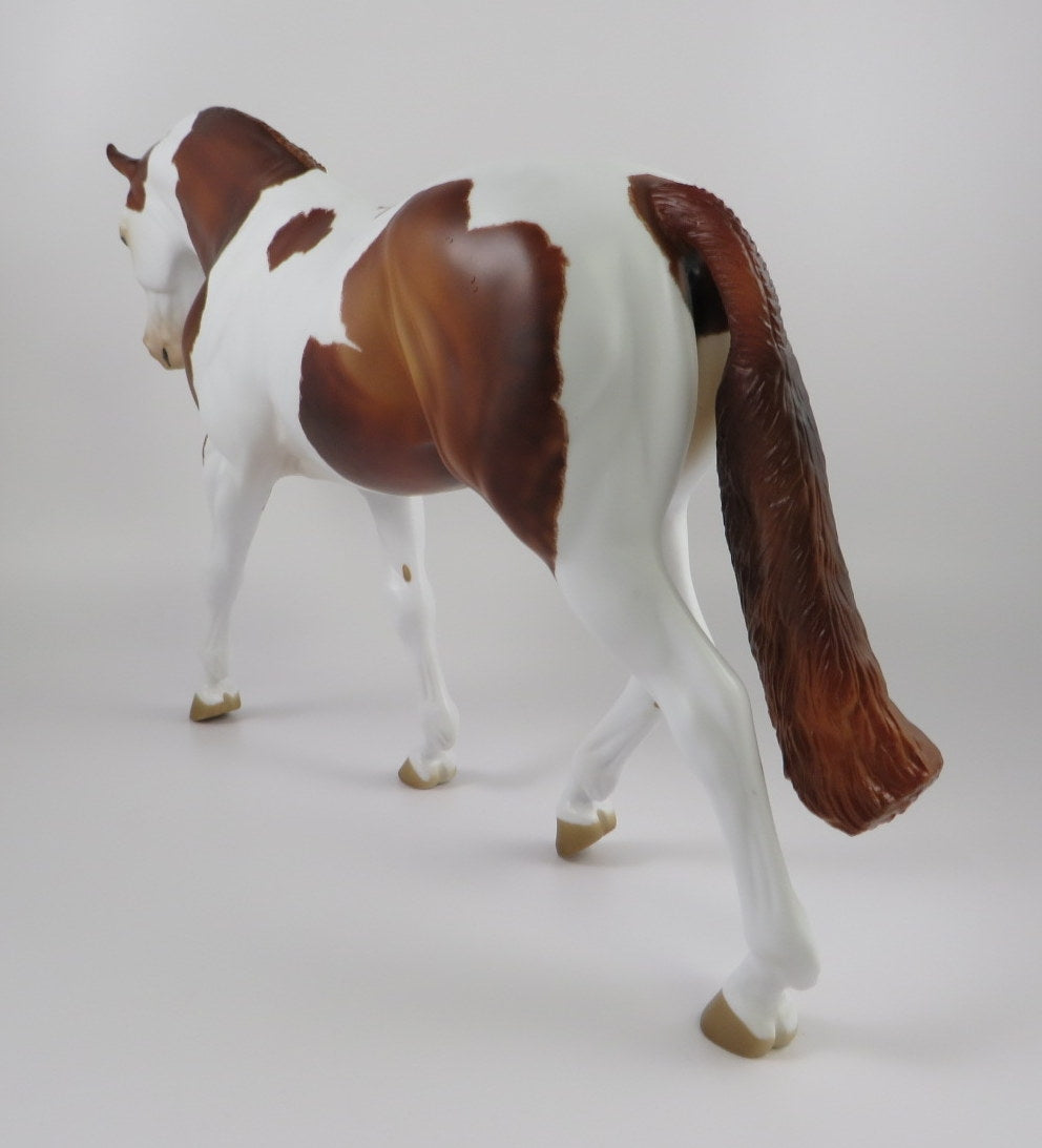 JULES LEOTARD - OOAK ETCHED CHESTNUT PINTO IRISH DRAFT MODEL HORSE BY AUDREY DIXON 9/17/19