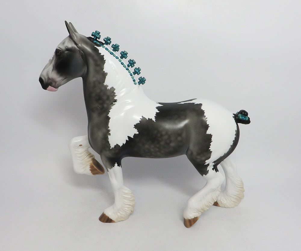 BEAMER-OOAK GREY TOBIANO TROTTING DRAFTER MODEL HORSE 8/24/18