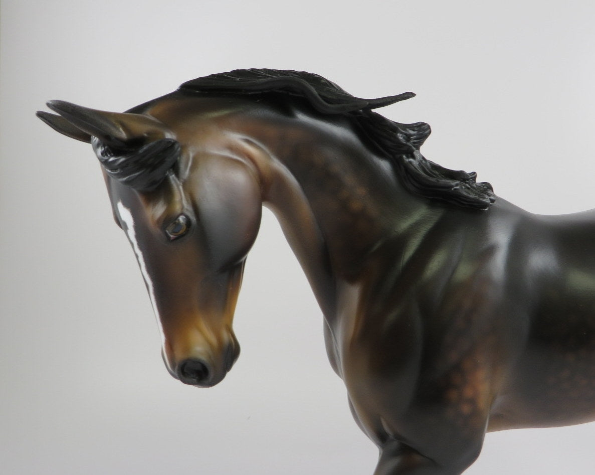 BENIN - OOAK DAPPLE BAY CM THOROUGHBRED MODEL HORSE BY AUDREY DIXON 9/18/19