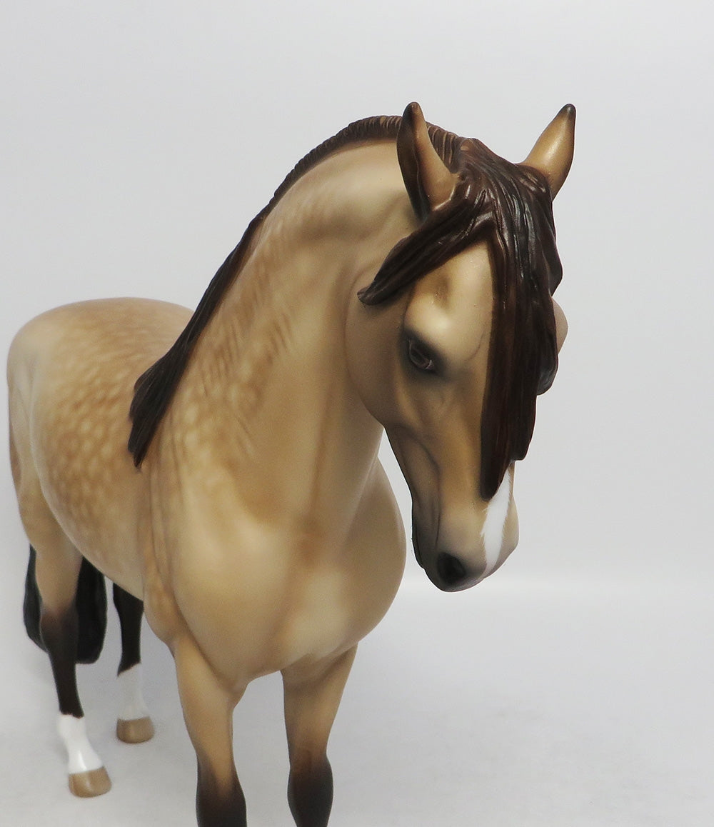 RAZZLE DAZZLE-OOAK STAR DAPPLE BUCKSKIN ANDALUSIAN MODEL HORSE 8/24/18