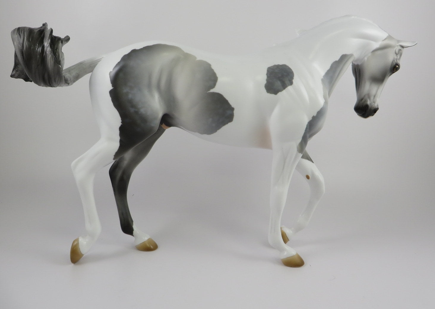 KUNLUN - OOAK DAPPLE GREY PINTO CM THOROUGHBRED MODEL HORSE BY AUDREY DIXON 9/18/19