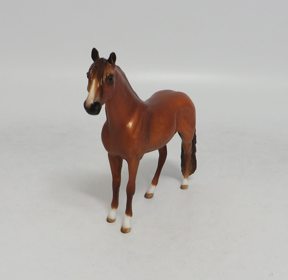POP ON HOP-OOAK DAPPLE CHESTNUT ANDALUSIAN MODEL HORSE CHIP LHS 2018