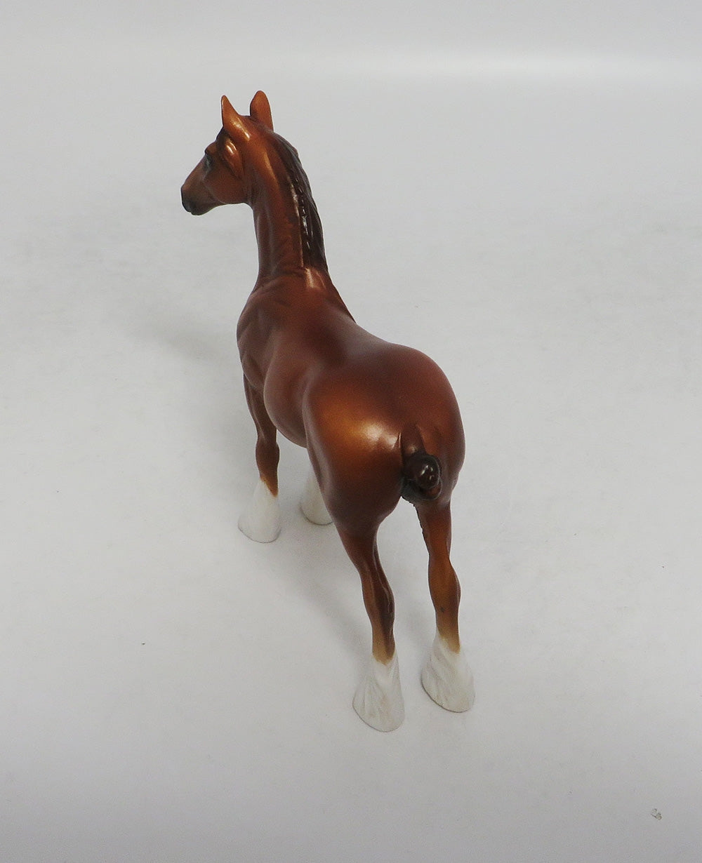 FOX IN SOCKS-OOAK DAPPLE CHESTNUT STANDING DRAFT MODEL HORSE LHS 2018