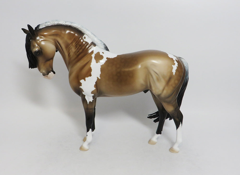 BOXY BRUCE- OOAK BUCKSKIN ANDALUSIAN MODEL HORSE CM TAIL AND MANE 8/31/2018