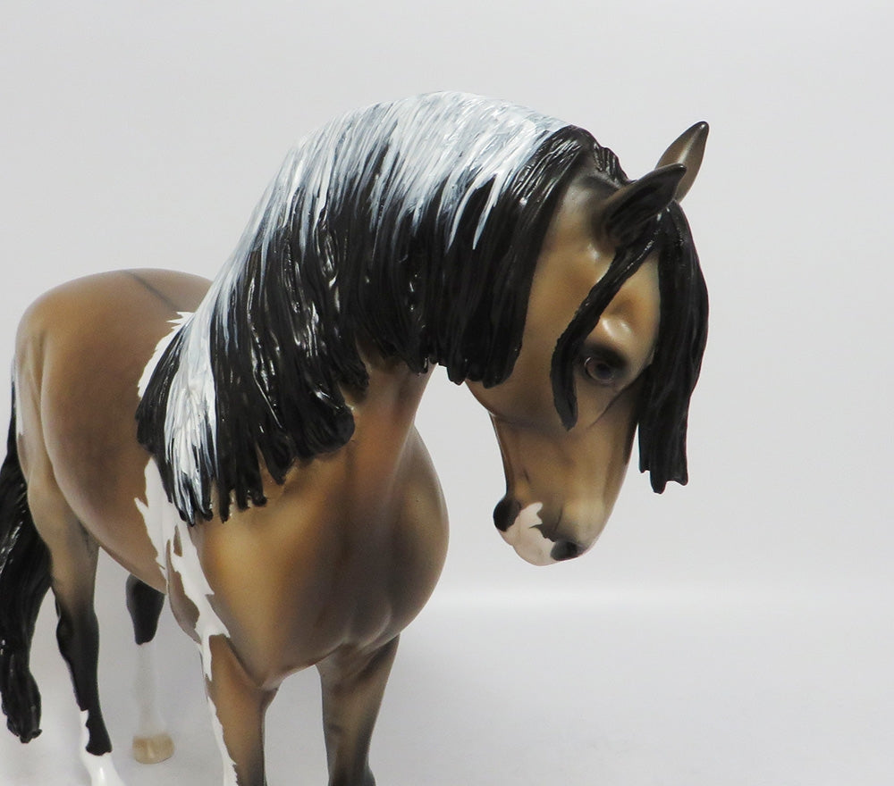 BOXY BRUCE- OOAK BUCKSKIN ANDALUSIAN MODEL HORSE CM TAIL AND MANE 8/31/2018