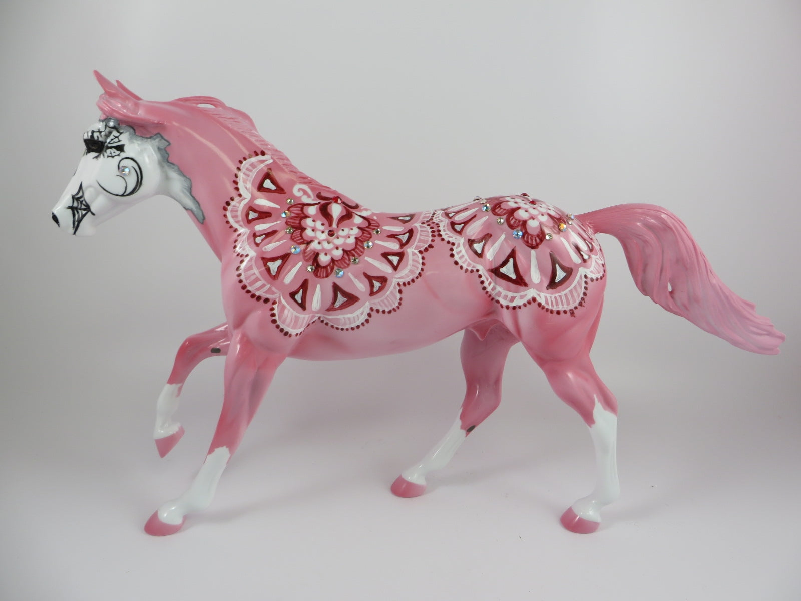 ARRYN -OOAK PINK ROSE SUGAR SKULL DECORATOR FQH MODEL HORSE BY DAWN QUICK 9/20/19