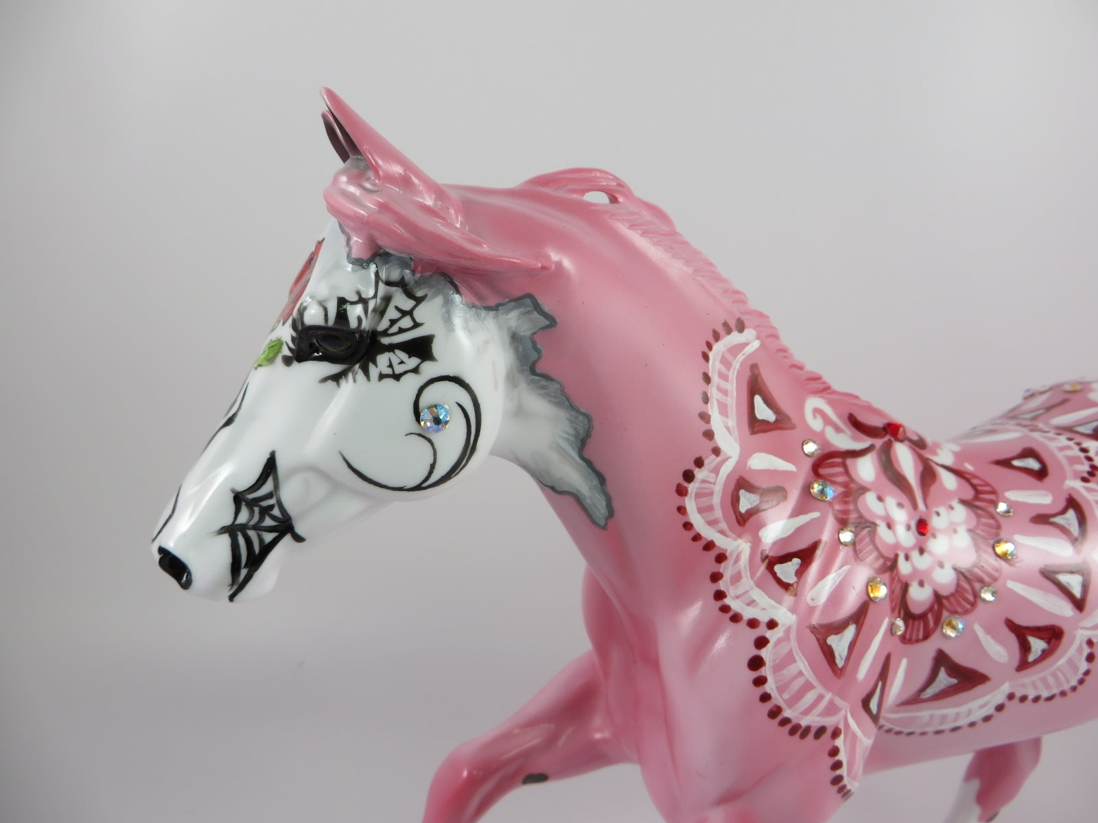 ARRYN -OOAK PINK ROSE SUGAR SKULL DECORATOR FQH MODEL HORSE BY DAWN QUICK 9/20/19