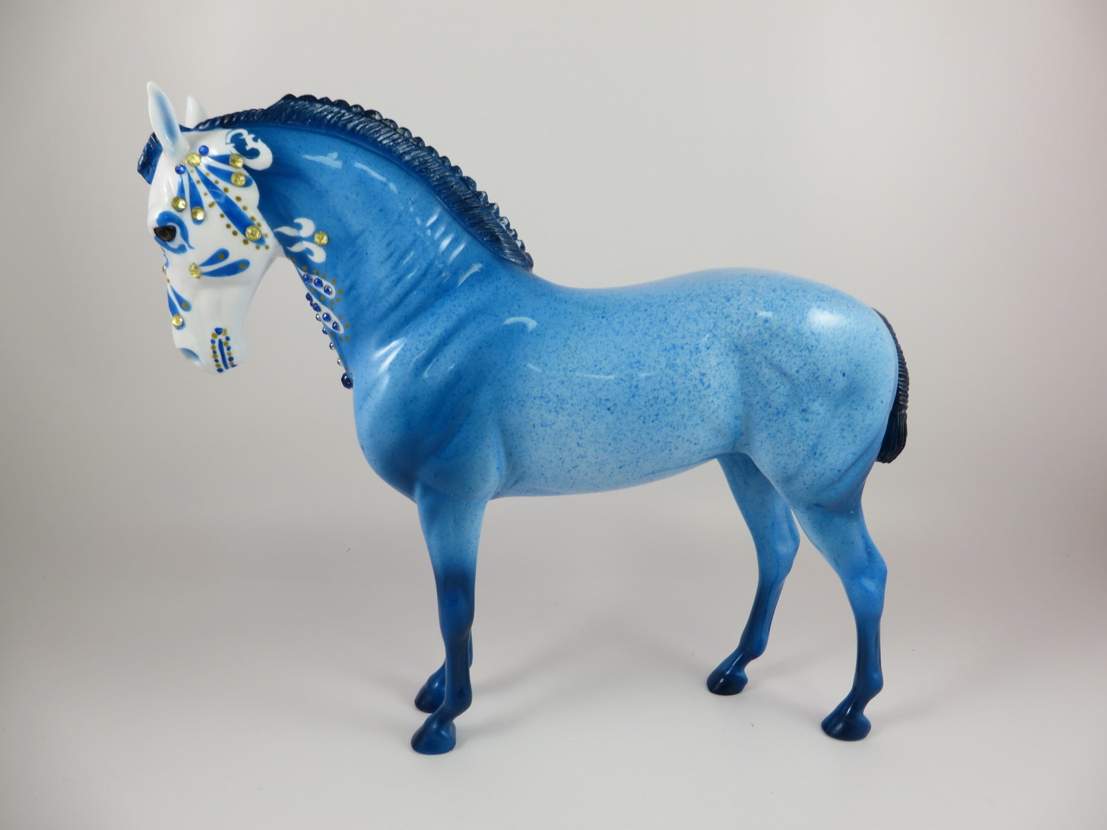 BERTIO - OOAK BLUE SUGAR SKULL DECORATOR ANDALUSIAN MODEL HORSE BY DAWN QUICK 9/20/19