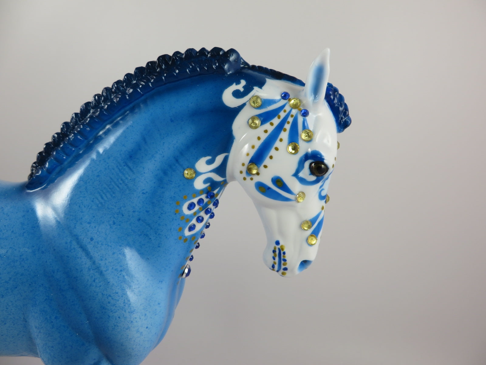 BERTIO - OOAK BLUE SUGAR SKULL DECORATOR ANDALUSIAN MODEL HORSE BY DAWN QUICK 9/20/19