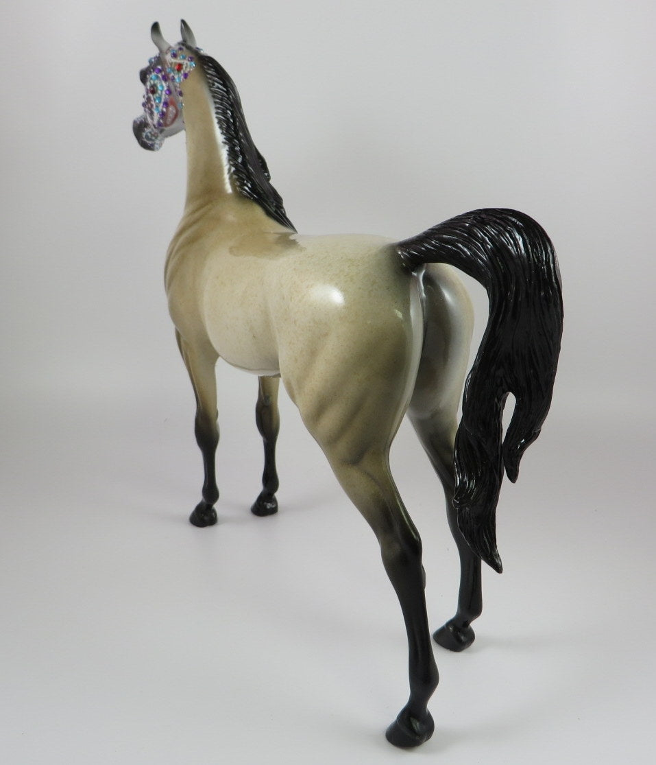NICHYE -OOAK BUCKSKIN SUGAR SKULL DECORATOR ARABIAN MODEL HORSE BY DAWN QUICK 9/20/19